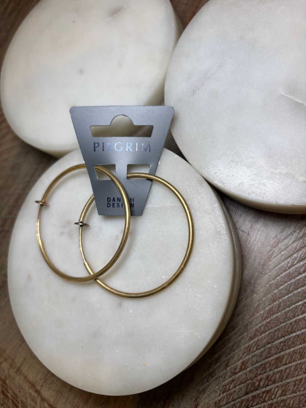 235 Pilgrim Gold-Tone Thin Hoop Earrings - Picture 2 of 7